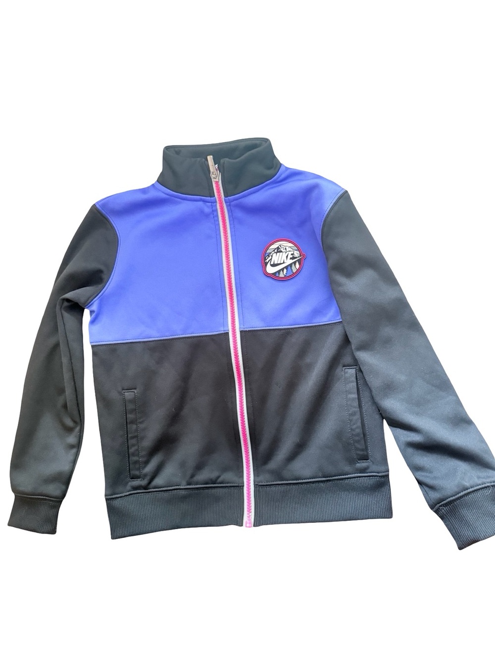 Nike Kids Colorblock Zip Jacket in Blue, Black & Pink Trim